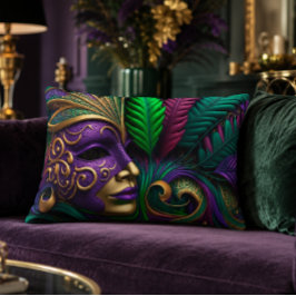 Mardi Gras-mask 16x12 accentkudde Prydnadskudde