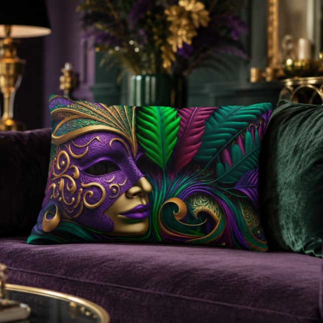 Mardi Gras-mask 16x12 accentkudde Prydnadskudde (Mardi Gras Mask Wall Art | New Orleans Carnival)