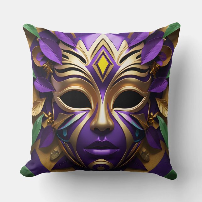 Mardi Gras Mask 1 Carnival Spirit Kudde (Framsida)