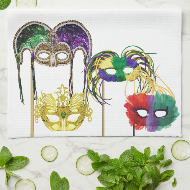 Mardi Gras Mask 1 Kökshandduk (Vikta)