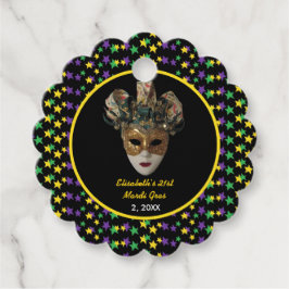 Mardi Gras Mask 21:a födelsedagen Party Gåvor Etiketter