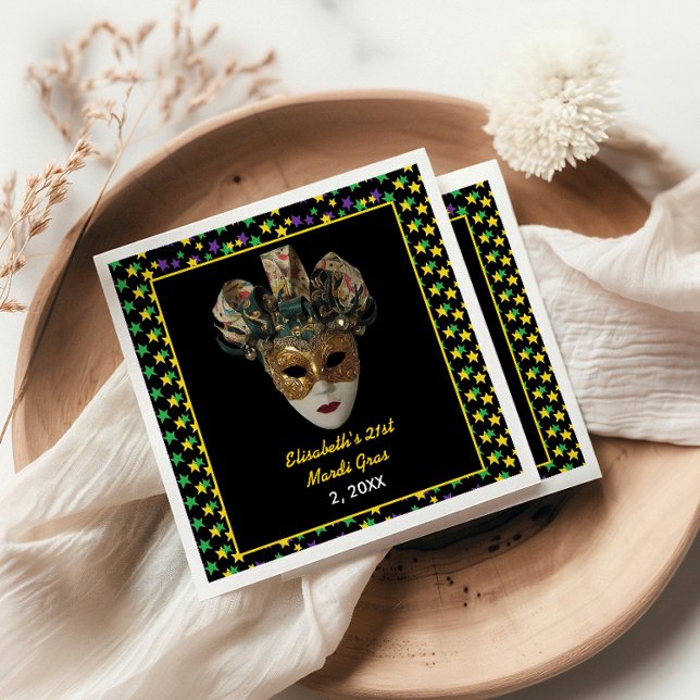 Mardi Gras Mask 21:a födelsedagen Party Pappersservett (Skapare uppladdad)