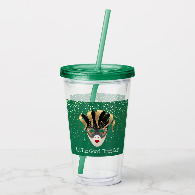 Mardi Gras Mask Acrylic Tumbler & Straw Take Away Mugg (Baksida)