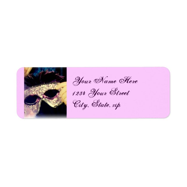 Mardi Gras Mask adressetiketters Returadress Etikett (Framsidan)