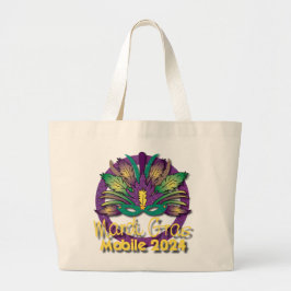Mardi Gras Mask Bag 2024 - Mobile, AL Jumbo Tygkasse