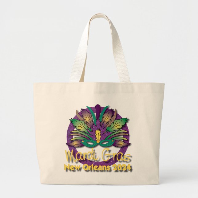 Mardi Gras Mask Bag 2024 - New Orleans Jumbo Tygkasse (Framsidan)