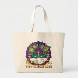 Mardi Gras Mask Bag 2025 - New Orleans Jumbo Tygkasse
