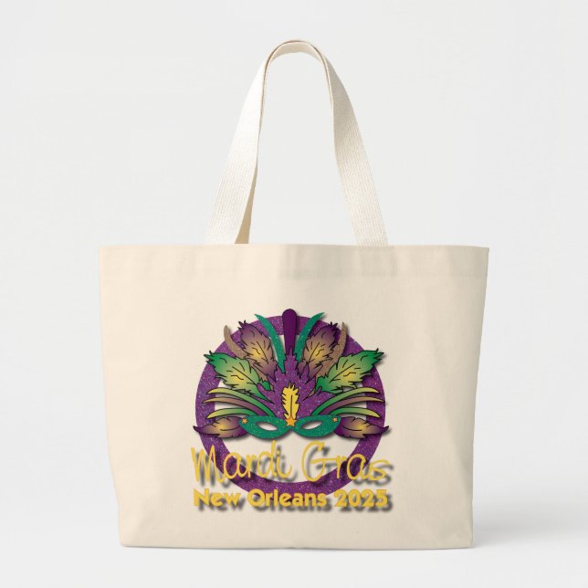 Mardi Gras Mask Bag 2025 - New Orleans Jumbo Tygkasse (Framsidan)
