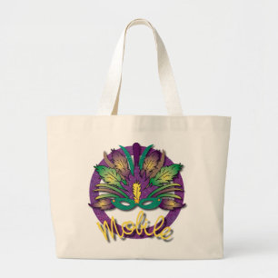 Mardi Gras Mask Bag - Mobile, AL Jumbo Tygkasse