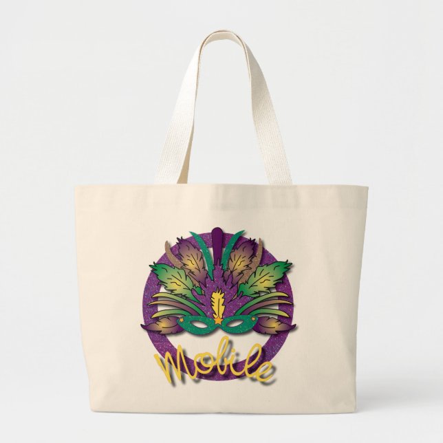 Mardi Gras Mask Bag - Mobile, AL Jumbo Tygkasse (Framsidan)
