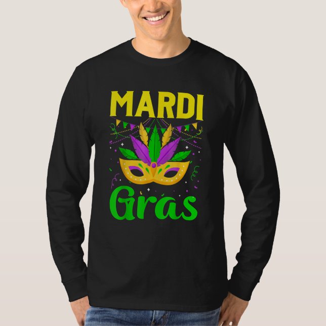 Mardi Gras Mask Beads Carnival Costume New Orleans T Shirt (Framsida)