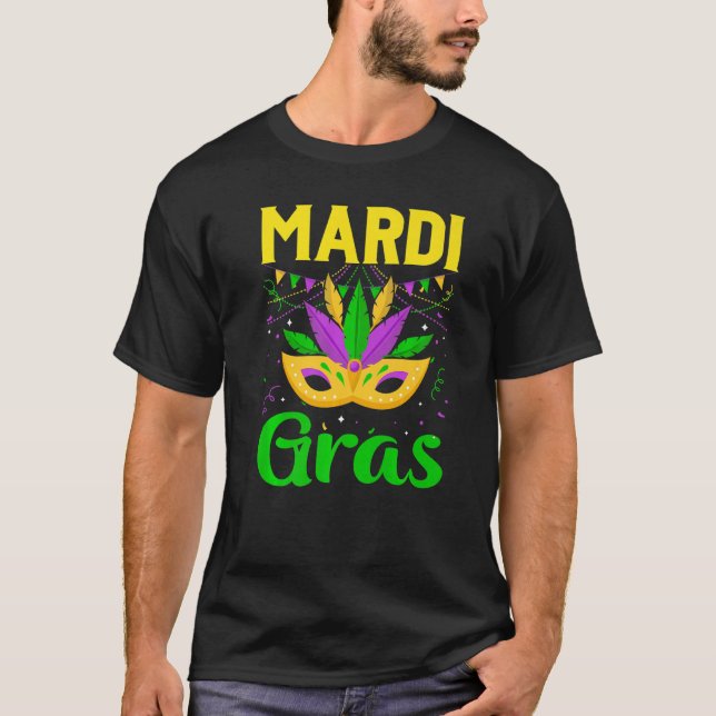 Mardi Gras Mask Beads Carnival Costume New Orleans T Shirt (Framsida)