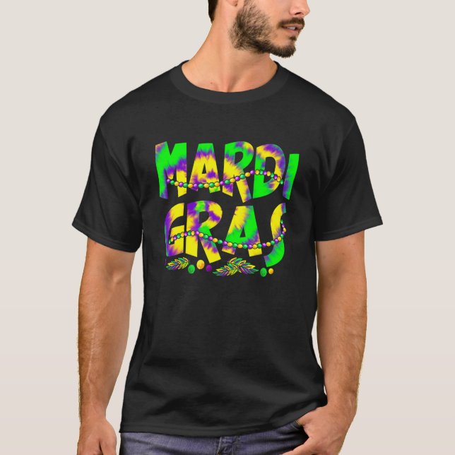 Mardi Gras Mask Beads Funny Carnival Party New Orl T Shirt (Framsida)