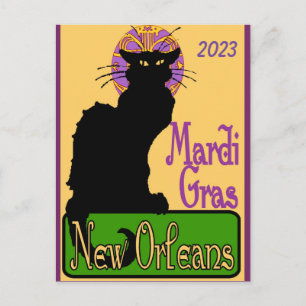 Mardi Gras Mask Chat Noir, lägg till text Postkort Vykort