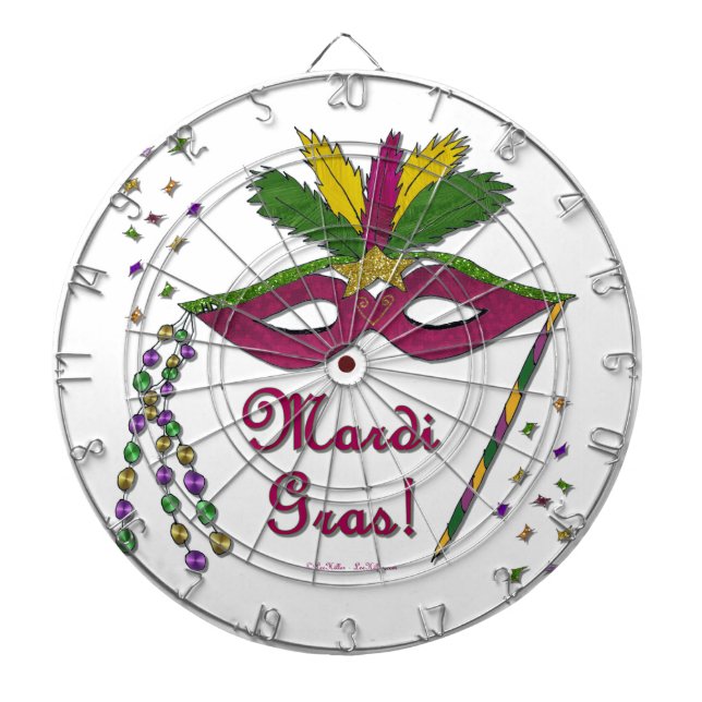 Mardi Gras Mask Feather Pärlor Darttavla (Framsidan)