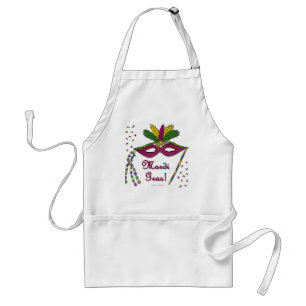 Mardi Gras Mask Feather Pärlor Förkläde