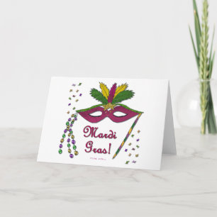 Mardi Gras Mask Feather Pärlor Kort