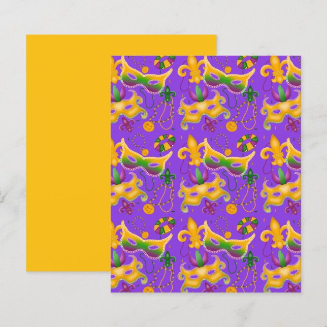 Mardi Gras Mask Fleur de Lis Pärlor Kung Cake (Fram/baksida)