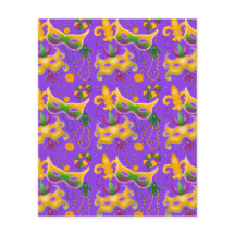 Mardi Gras Mask Fleur de Lis Pärlor Kung Cake