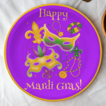 Mardi Gras Mask Fleur de Lis Pärlor Kung Cake