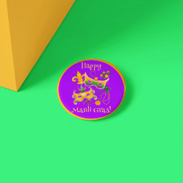 Mardi Gras Mask Fleur de Lis Pärlor Kung Cake Knapp