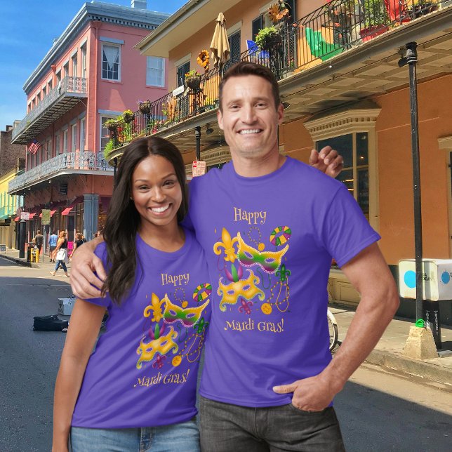 Mardi Gras Mask Fleur de Lis Pärlor Kung Cake T Shirt (Skapare uppladdad)