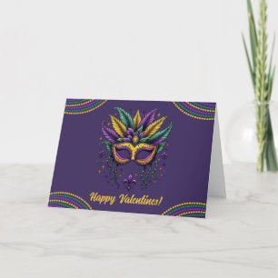 Mardi Gras-mask för Alla Hjärtans Dag Helgkort