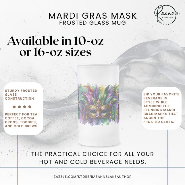 Mardi Gras-mask Frossad Glas Mugg (Skapare uppladdad)