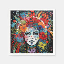 Mardi Gras Mask & Headdress Anpassningsbar Text Pa