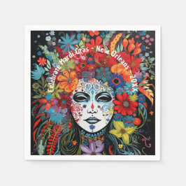 Mardi Gras Mask & Headdress Anpassningsbar Text Pa Pappersservett
