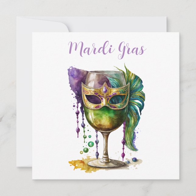 Mardi Gras Mask Inbjudningar (Framsida)