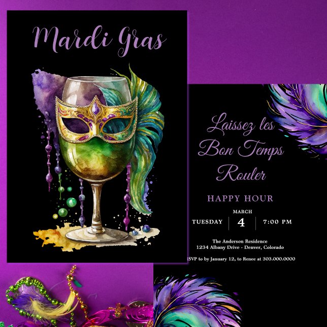 Mardi Gras Mask Inbjudningar (Skapare uppladdad)