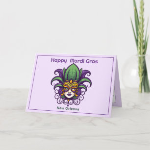 💚 💜 💛 Mardi Gras Mask Kort