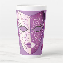 Mardi Gras Mask Latte Mugg 17 oz