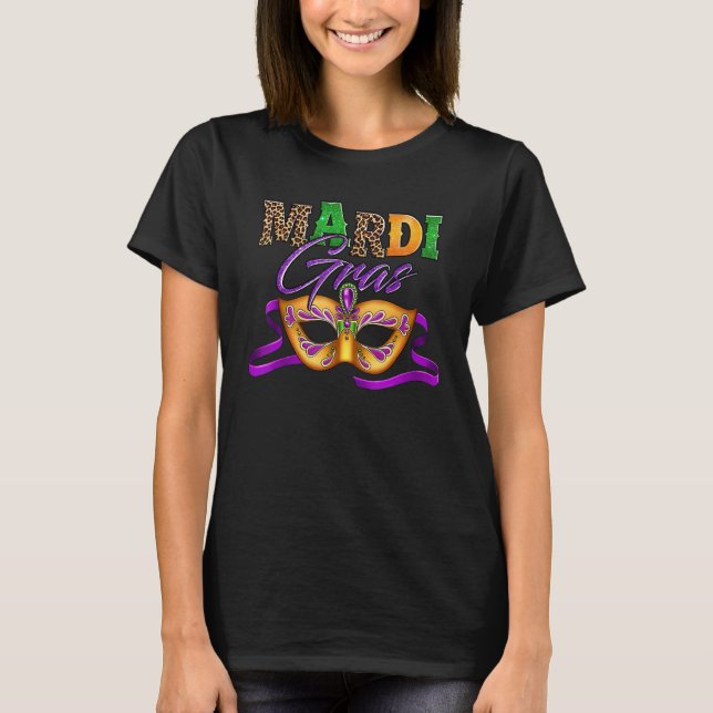 Mardi Gras Mask Leopard Costume Shirt Carnaval Par T Shirt (Framsida)