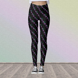 Mardi Gras Mask Lila Grönt Guld Sparkles mönster Leggings