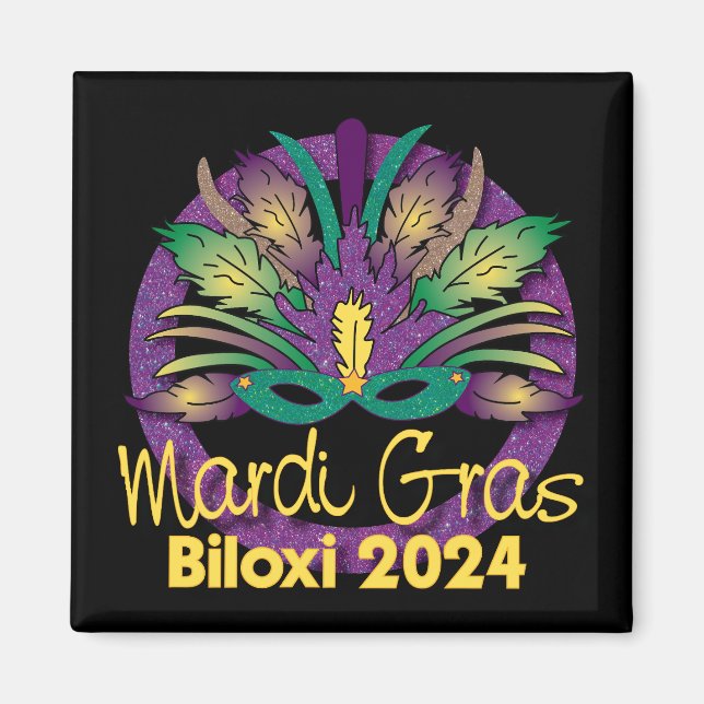 Mardi Gras Mask Magnet - 2024 - Biloxi, MS (Framsidan)