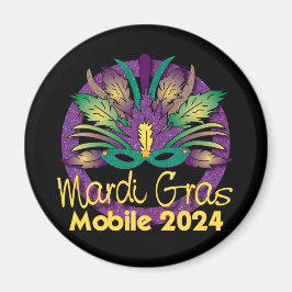 Mardi Gras Mask Magnet - 2024 - Mobile, AL