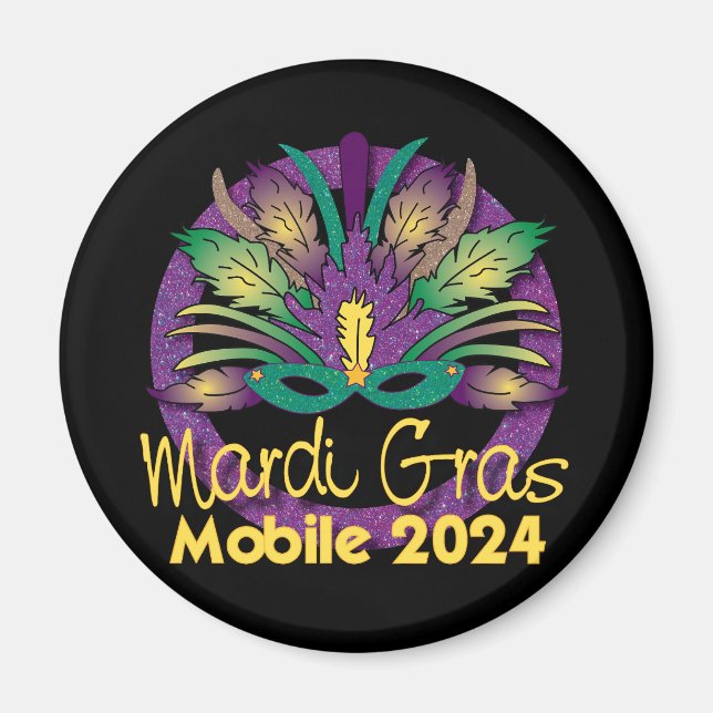 Mardi Gras Mask Magnet - 2024 - Mobile, AL (Framsidan)