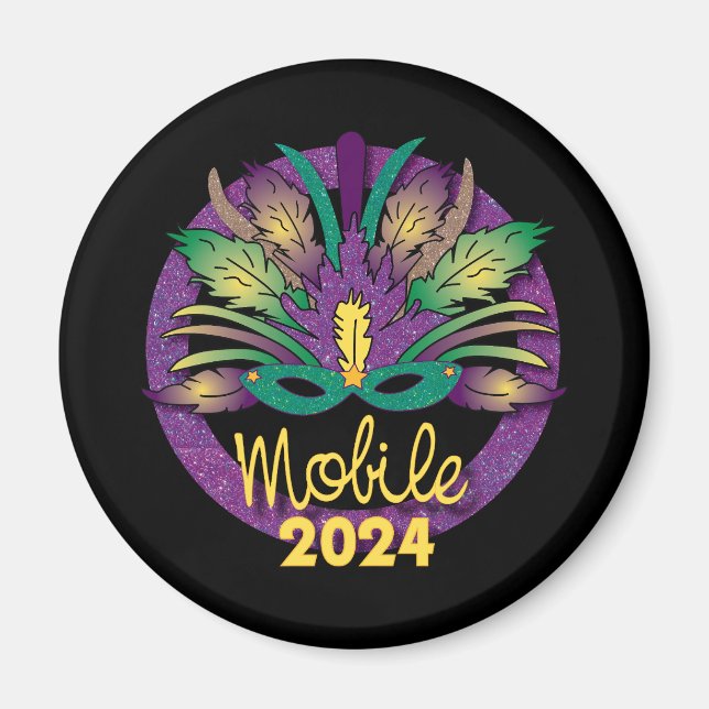 Mardi Gras Mask Magnet - 2024 - Mobile, AL (Framsidan)