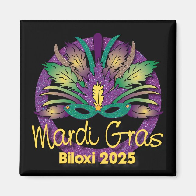 Mardi Gras Mask Magnet - 2025 - Biloxi, MS (Framsidan)
