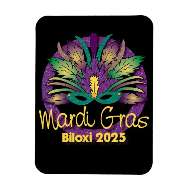 Mardi Gras Mask Magnet - 2025 - Biloxi, MS (Vertikal)