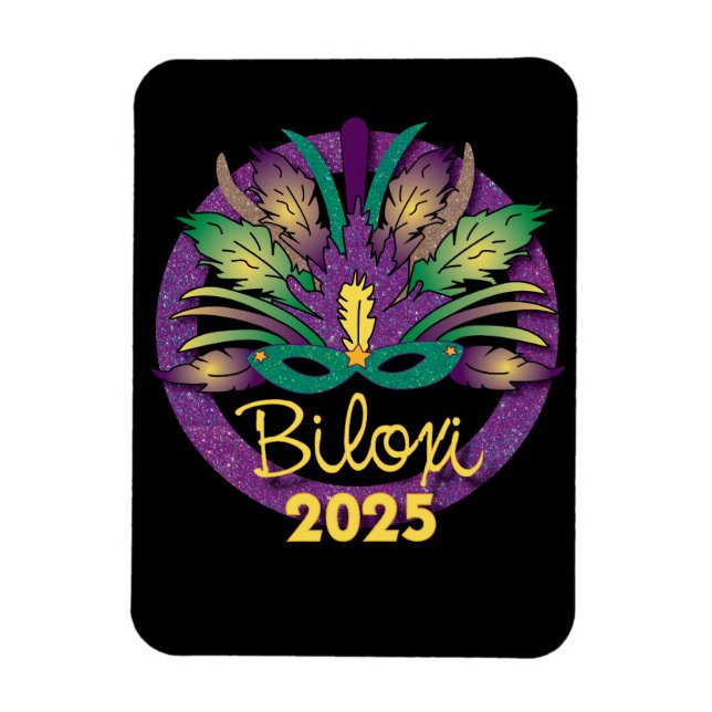 Mardi Gras Mask Magnet - 2025 - Biloxi, MS (Vertikal)