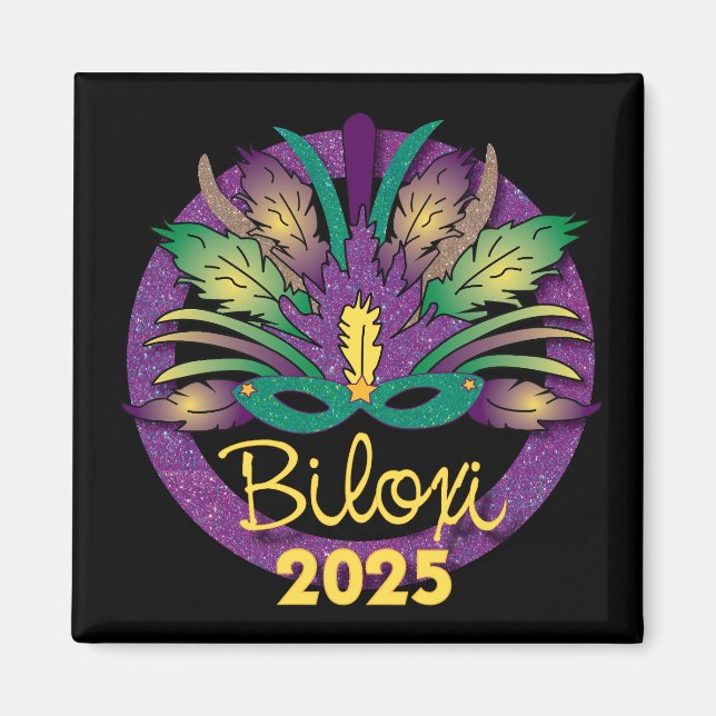 Mardi Gras Mask Magnet - 2025 - Biloxi, MS (Framsidan)