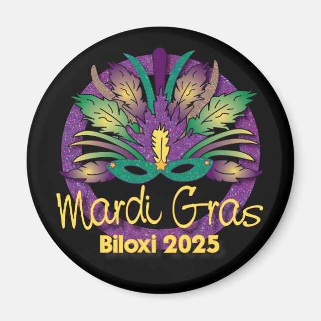 Mardi Gras Mask Magnet - 2025 - Biloxi, MS (Framsidan)