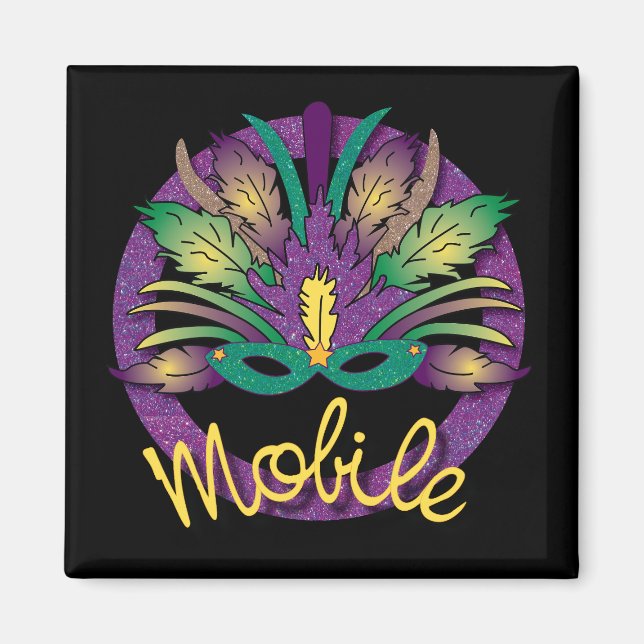 Mardi Gras Mask Magnet - Mobile, AL (Framsidan)
