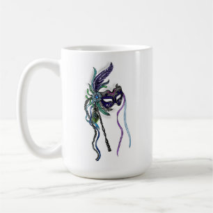 Mardi Gras Mask med fjädrar Kaffemugg