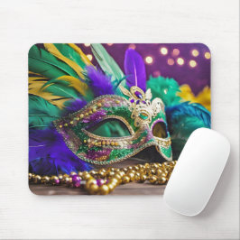 Mardi Gras Mask med fjädrar Musmatta