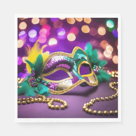 Mardi Gras-mask med paljetter och pärlor Pappersservett