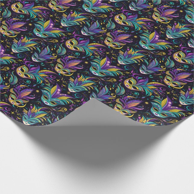 Mardi Gras Mask mönster Presentpapper (Hörn)